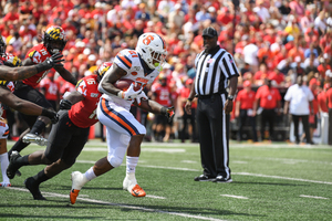 Syracuse's rushing offense struggled to break through the Terrapins defense and averaged just 2.4 yards per carry. 