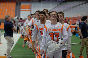 Drake Porter (front) earned second-team All-American honors with a .577 save percentage.