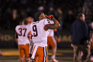 Syracuse cornerback Ri'Shard Anderson celebrates following Syracuse's 31-27 win over Missouri.