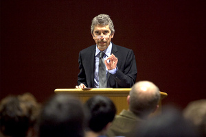 Graeme Reid, director of the LGBT Rights Program at Human Rights Watch, speaks about LGBT rights and perceptions around the world during his talk in the Hall of Languages on Monday night.