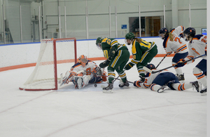 Jenn Gilligan saved 40 of the 42 shots she faced against Penn State on Saturday. Her play helped Syracuse advance to the CHA championship on Saturday. 