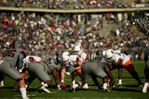 Syracuse's offensive line entered the game with eight starts among the five starters.