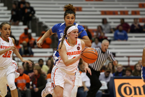 Tiana Mangakahia, pictured against Duke, put up 14 points and five assists in the Orange win.