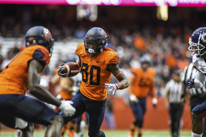 Taj Harris has emerged as a wide receiver option for Syracuse in his first season. 