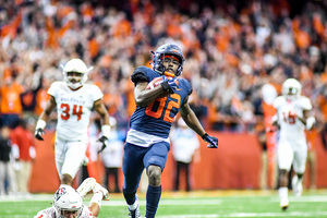 Nykeim Johnson caught an 82 yard pass for a touchdown in the first quarter of the game following a long NC State touchdown the previous drive.