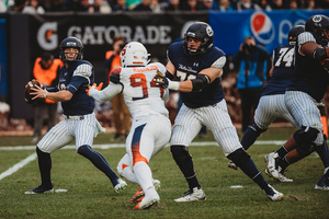 Alton Robinson, pictured against Notre Dame, led SU with 10 sacks this year.