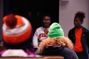 JUMP members David Williams (left) and Kenyona Chaney organized the forum.