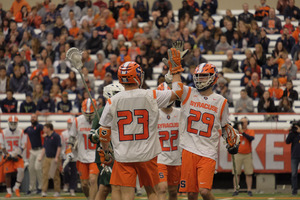 Tucker Dordevic (23) scored a goal and added an assist against Binghamton. It was his first goal in 643 days after redshirting last year. 