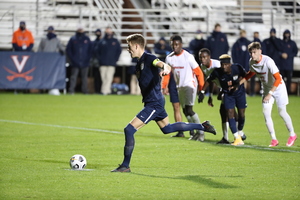 Virginia's Andreas Ueland converted from the spot in the 70th minute to keep the Orange winless this season.