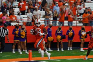 Sean Tucker was one touchdown shy of Jim Brown's record with five rushing touchdowns in Saturday's win over UAlbany.