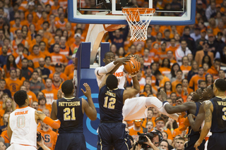 Keita smothers Pittsburgh's Chris Jones's shot.