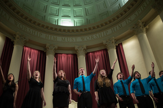 Proof of Purchase, a Rochester Institute of Technology group performs during the fifth ICCA Mid-Atlantic quarterfinals at Hendricks Chapel on March 1, 2014.