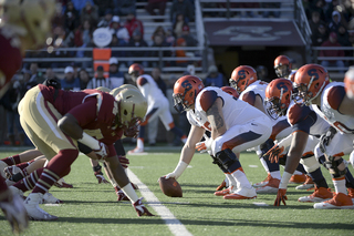 Miller prepares to snap the ball.