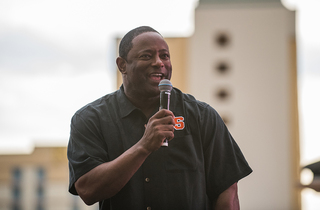 Babers started his famous “whose house” chant after being prompted by several fans.
