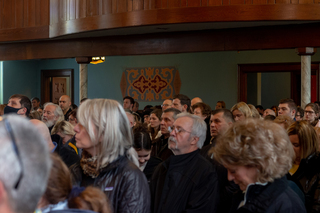 The congregation of St. John the Baptist Ukrianian Catholic Church pray together. 